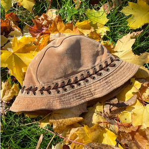 Vintage y2k Wilsons Leather Tan Brown Suede Bucket Hat S/M